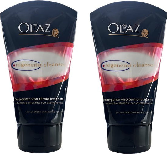 Olaz Regenerist Cleanser met Thermisch Effect – Mini-Peeling Gezichtsreiniger – 2x150 ml