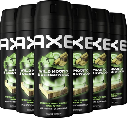 AXE - Deodorant Bodyspray - Wild Mojito & Cedarwood - 6 x 150 ml - Voordeelverpakking