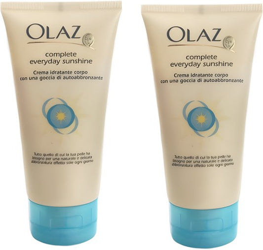 Olaz Complete Everyday Sunshine – Hydraterende Bodycrème met Zelfbruinende Werking en SPF 15 – 2x150 ml Voordeelverpakking – Voor een Natuurlijke Zonne-Gloed