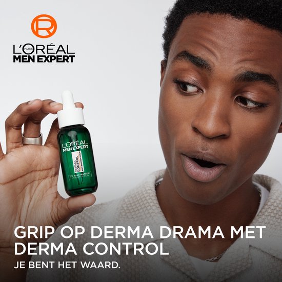 Sérum Derma Control Men Expert de L'Oréal Paris - Contre les imperfections, les taches pigmentaires et l'acné - à la niacinamide et à l'acide salicylique - 30 ml 