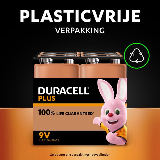 Duracell Plus 9V 2 batteries