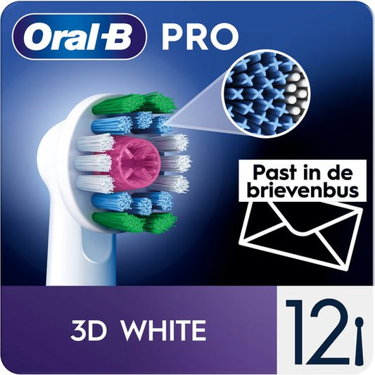 Oral-B 3D White Pro - Opzetborstels met CleanMaximiser Technologie - 12 Stuks - Brievenbusverpakking