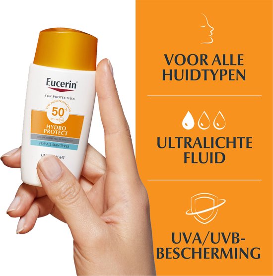 Eucerin Sun Hydro Protect Ultralichte Fluid Zonnebrand Gezicht - SPF 50+ - Hyaluronzuur - Zonbescherming - 50 ml