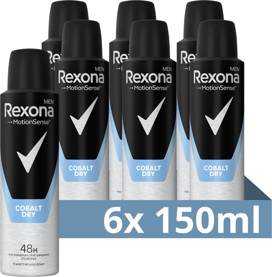 Rexona Men Anti-Transpirant Deodorant Spray - Cobalt Dry - met MotionSense Technologie - 6 x 150 ml