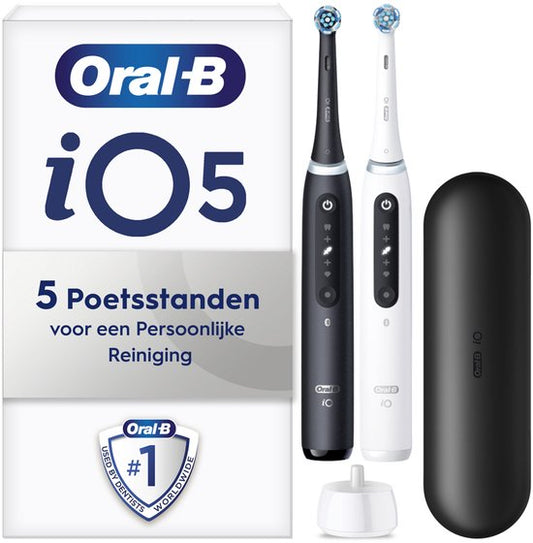 Oral-B iO 5 - Black & White - Elektrische Tandenborstels - Ontworpen Door Braun