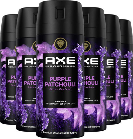 AXE Fine Fragrance Collection Premium Deodorant Bodyspray - Purple Patchouli - 6 x 150 ml - Voordeelverpakking