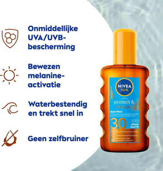 NIVEA SUN Protect &amp; Bronze Sun Oil Spray SPF 30 - Sun Spray - Waterproof - 200 ml