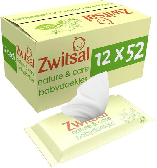 Zwitsal - Billendoekjes- Nature & Care Plasticvrij - 624 babydoekjes - 12 x 52 stuks