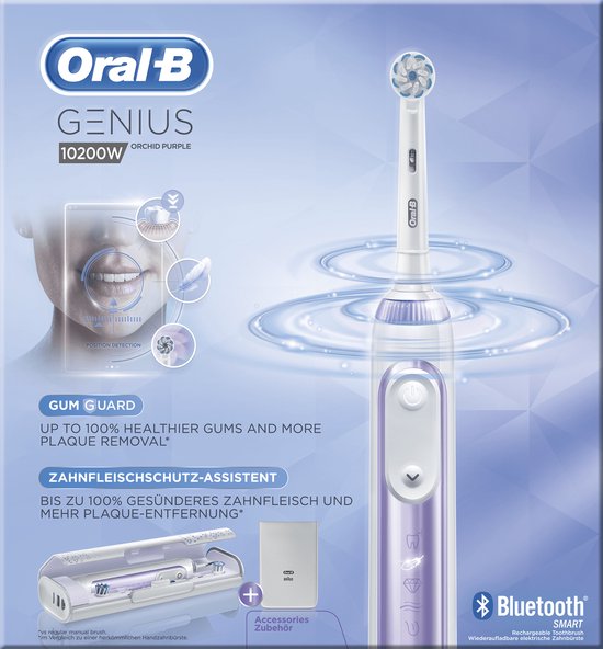 Oral-B Genius 10200W Orchid Purple Elektrische Tandenborstel Paars/Wit