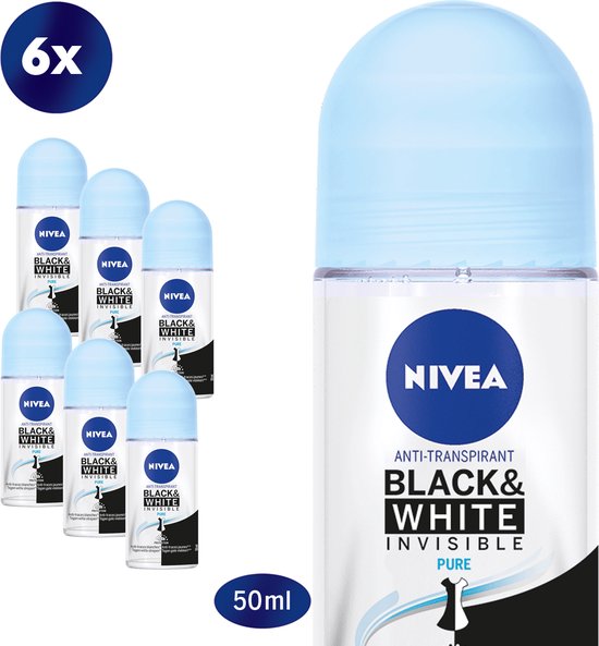 NIVEA Invisible For Black &amp; White Pure - 6 x 50 ml 