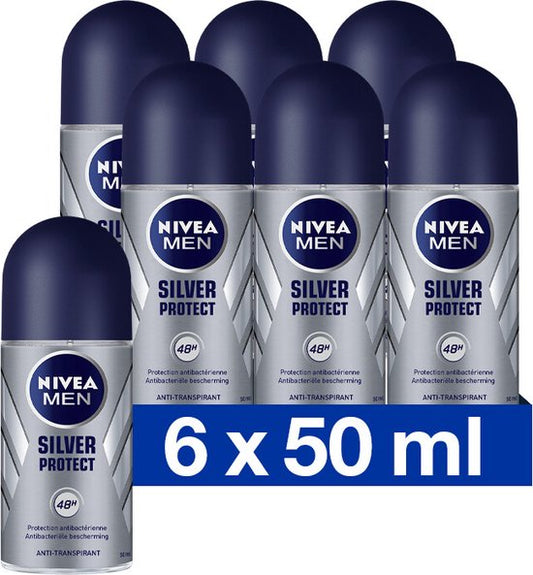 NIVEA MEN Silver Protect Dynamic Power Anti-Transpirant Deo Roller - Deodorant - 6 x 50 ml