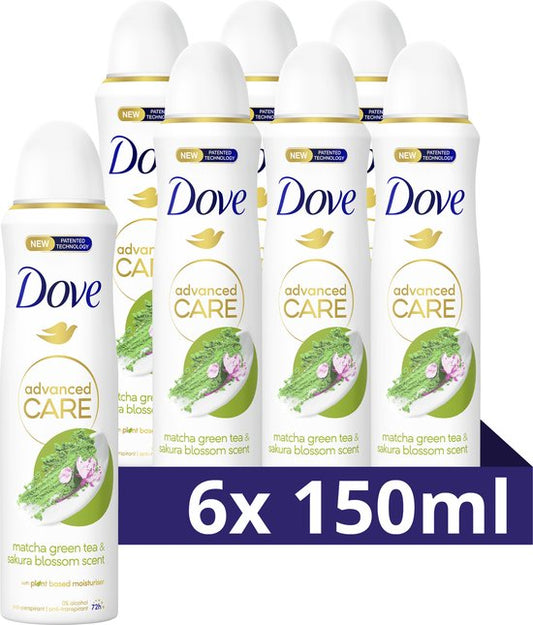 Dove Advanced Care Anti-Transpirant Deodorant Spray - Matcha & Sakura - 6 x 150 ml