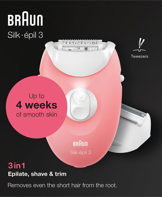 Braun Epilator Silk·épil 3 277 - Wit/Rose - Smartlight