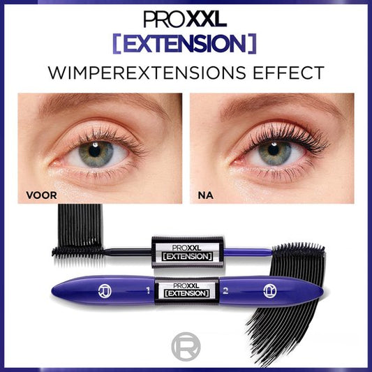 L'Oréal Paris PRO XXL EXTENSION Mascara - 2-staps Mascara voor volume & Zwart