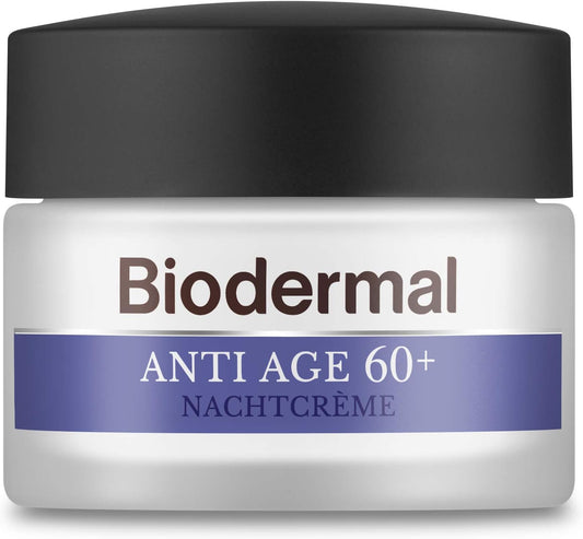 Biodermal Anti Age 60+ - Crème de nuit contre le vieillissement cutané - Cette crème de nuit aide à réduire les rides et ridules - 50 ml 