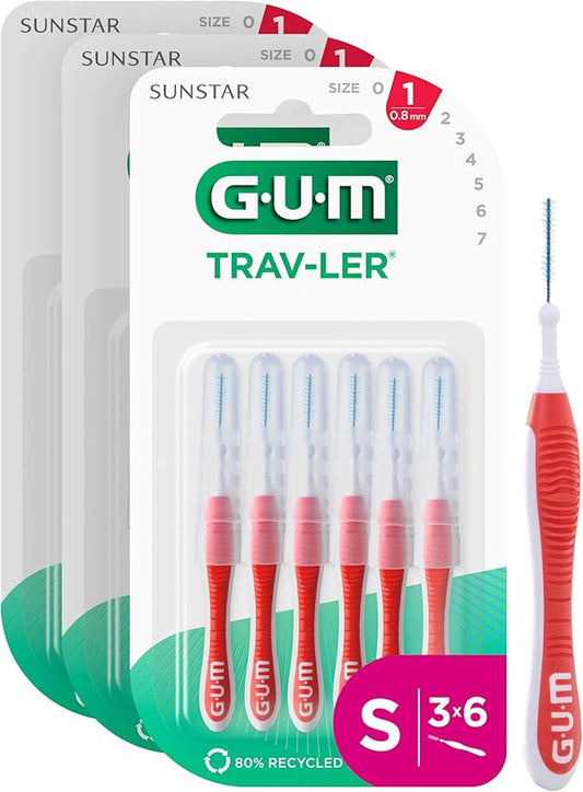 GUM TRAV-LER Professional Interdental Brushes (0.8mm ISO 1 - 3x 6 stuks