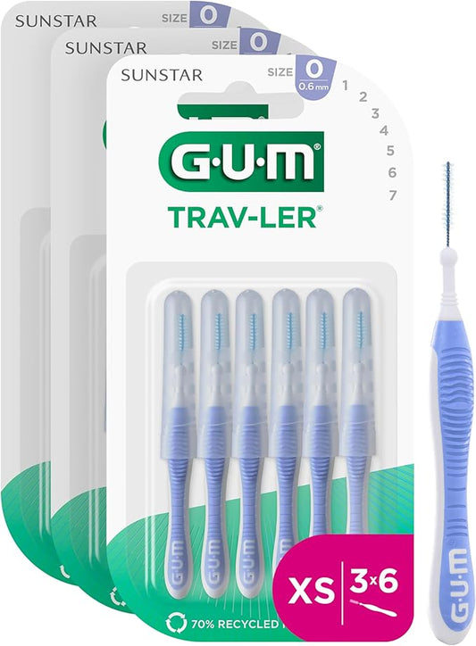 3 x GUM TRAV-LER Professional Interdental Brushes 0.6mm