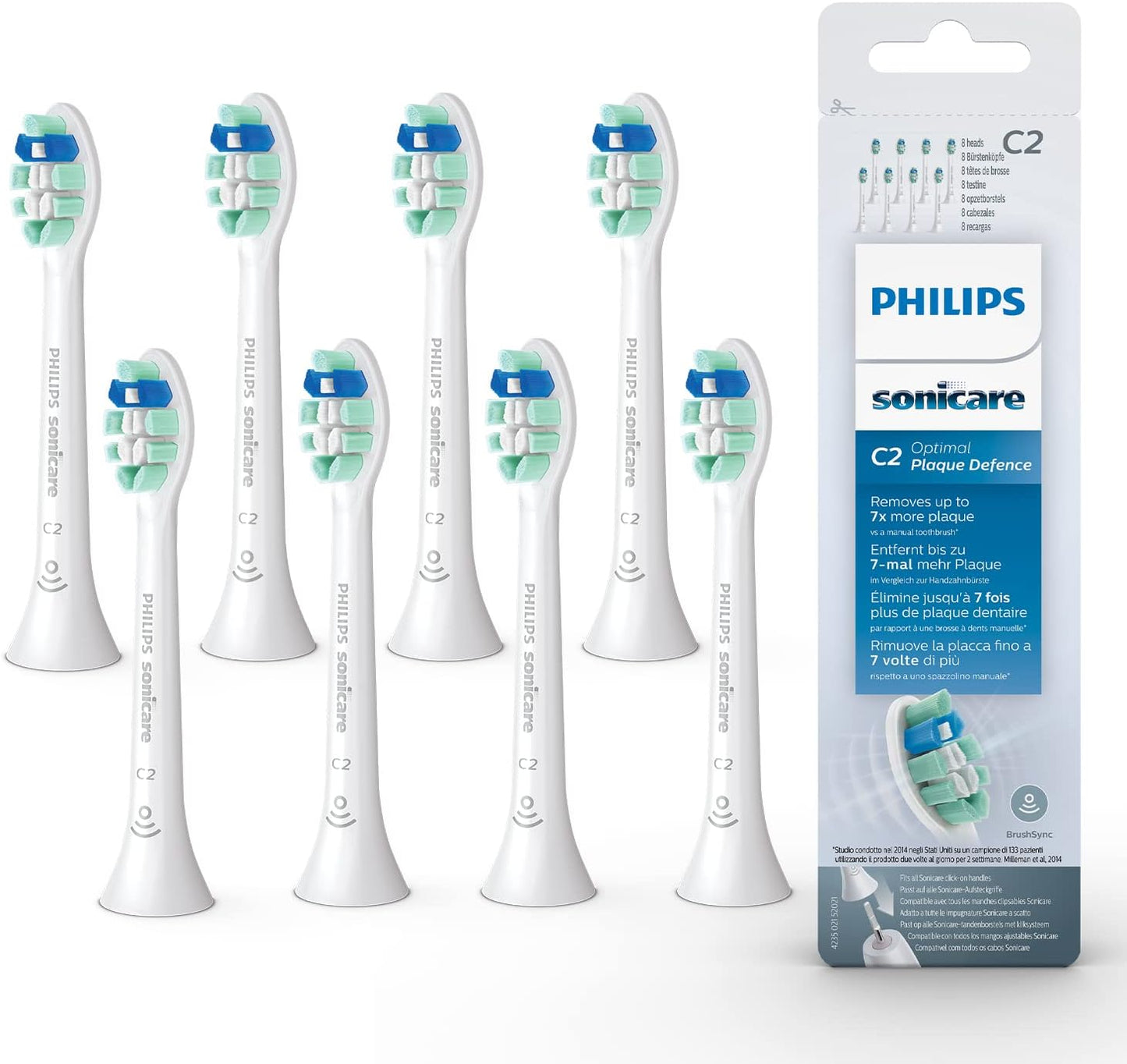 PHILIPS SONICARE C2 Optimal plate protection brush heads - Pack of 8 