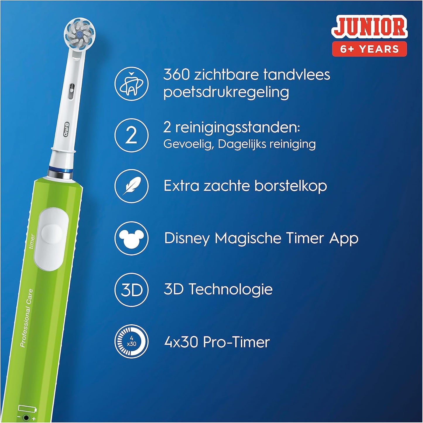 Oral-B Junior 6+ Jaar Groen Oplaadbare Elektrische Tandenborstel