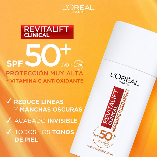 REVITALIFT CLINICAL moisturizing fluid anti-UV SPF50+ 50ml