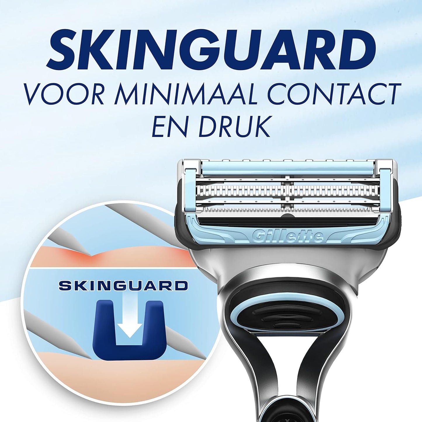 Gillette Skinguard Sensitive Navulmesjes Voor Mannen, Verpakking Met 8 Navulmesjes, Verbeterde Lubrastrip, Past Op Fusion-Handvatten