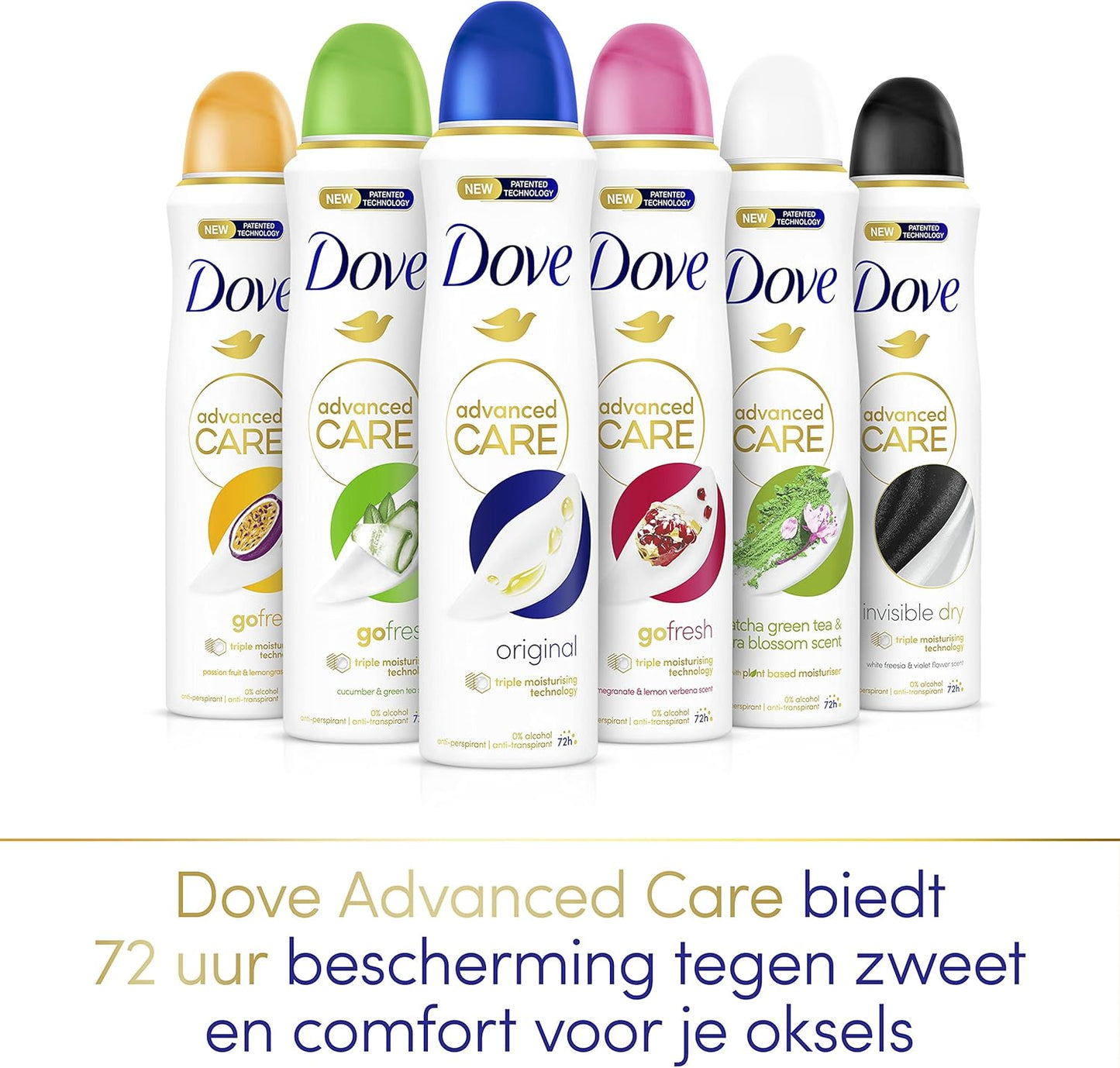 Dove Advanced Care Original Anti-Transpirant Deodorant Spray, biedt tot 72 uur bescherming tegen zweet - 6 x 150 ml - Voordeelverpakking
