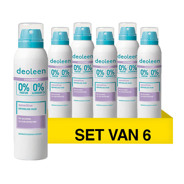 Deoleen Deodorant Spray Aerosol Sensitive 0% (6 stuks - 150 ml)