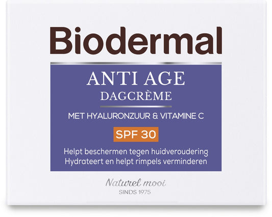 Biodermal Crème de Jour Anti-Âge - SPF30 - Crème de jour à l'acide hyaluronique et à la vitamine C - 50 ml