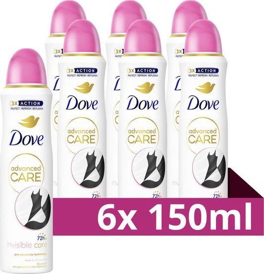 Dove Advanced Care Anti-Transpirant Deodorant Spray - Invisible Care - 6 x 150 ml - Voordeelverpakking