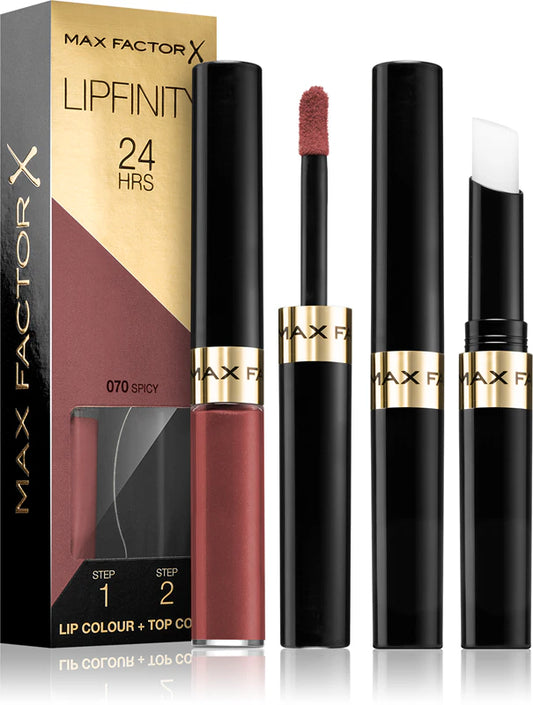 Max Factor Lipfinity Lip Colour 070 Spicy 2-Step Longlasting Lipstick