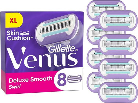 Gillette Venus Extra Smooth Swirl Razor Blades For Women - 8 Refill Blades