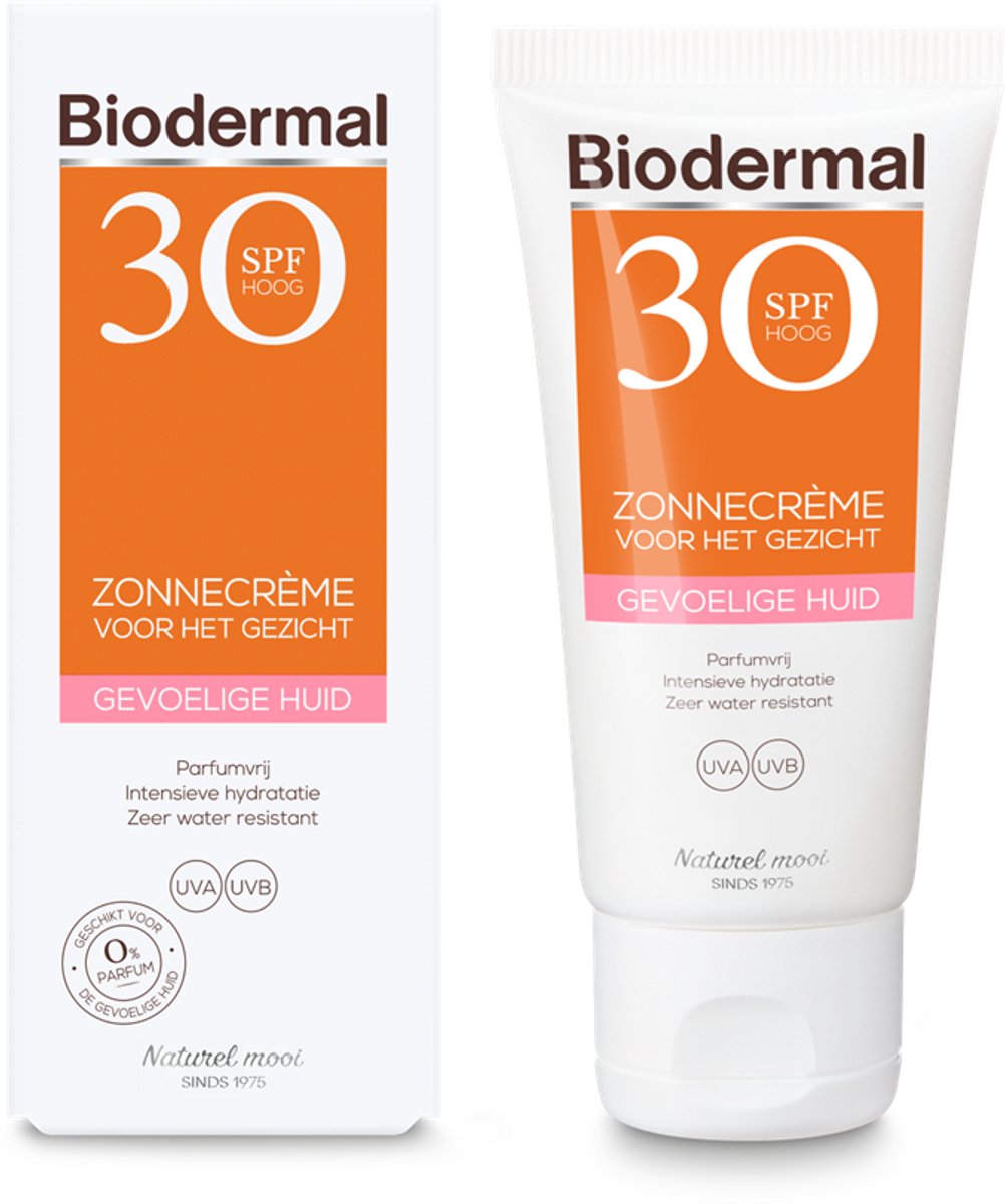 Crème solaire Biodermal pour peaux sensibles - SPF 30 - 50 ml - Crème solaire visage